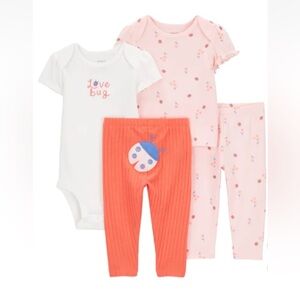 Carter's White and Coral Love Bug Set